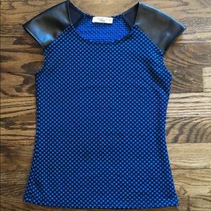 Girl’s Faux Leather Cap Sleeved Top